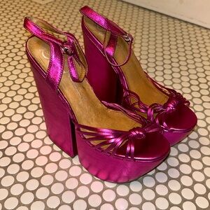 Jeffrey Campbell Pink Metallic Disco Platform Siz… - image 1